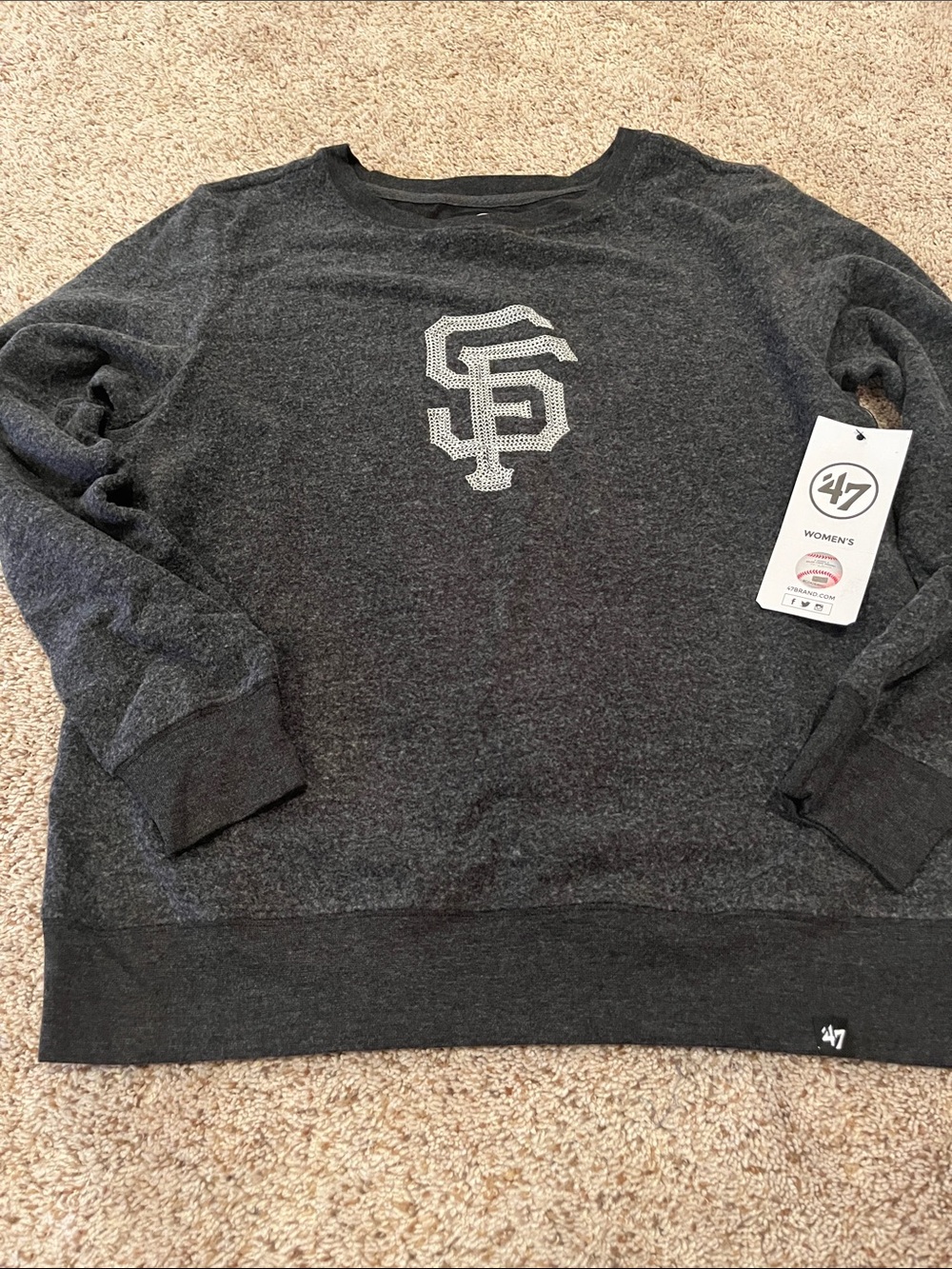 '47 Brand Charcoal SF Logo Crewneck Sweatshirt